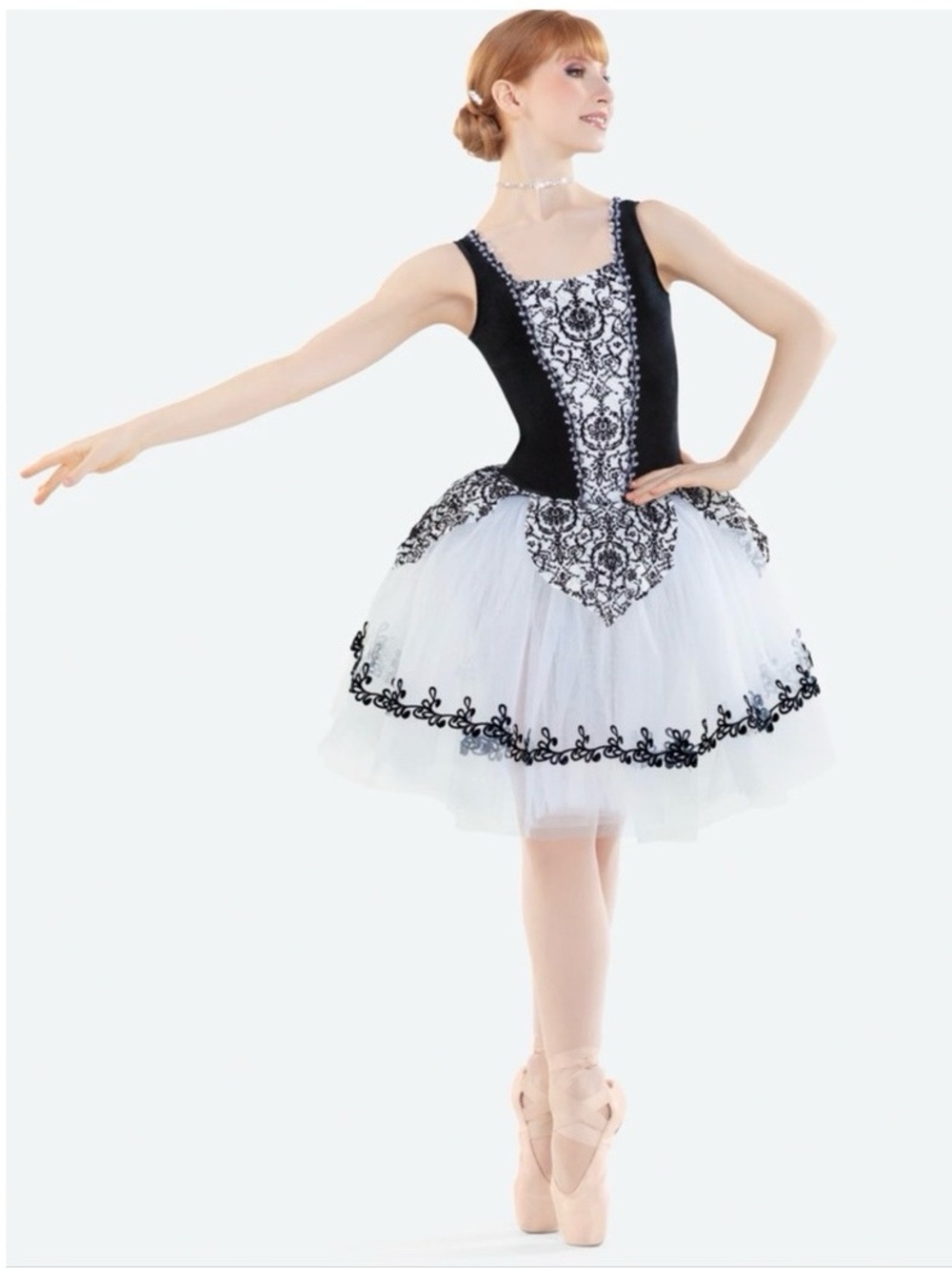 Revolution | Music of the Night Black White Lace-Accent Ballet Tutu Dress, XLC